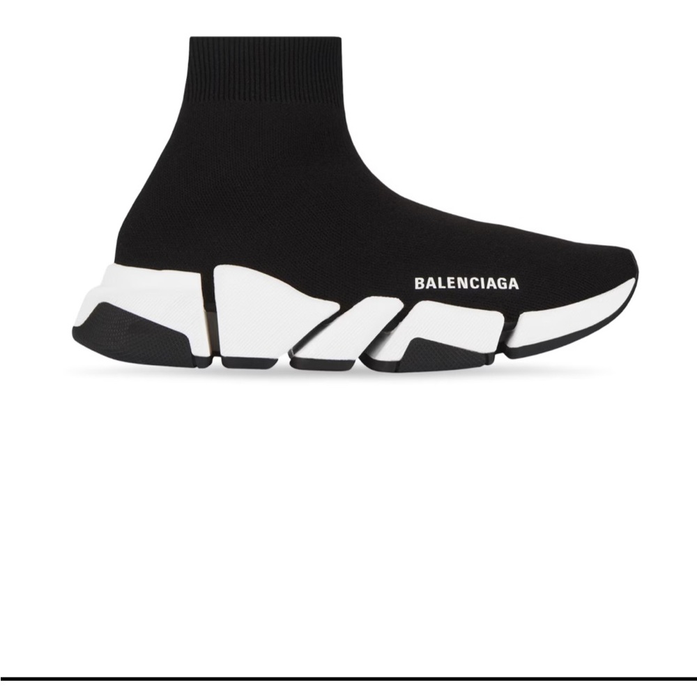 Balenciaga Black and White Speed Knit Sneakers